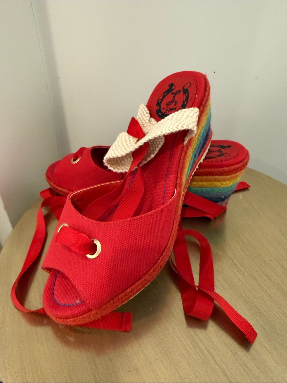Miss L - Rainbow Martha Lace-Up Wedge sz 9 EU40